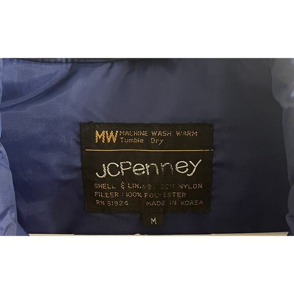 JCPenney Towncraft 80's Men's Quilted Puffer Vest Navy Blue Size Medium Vintage - Picture 5 of 6